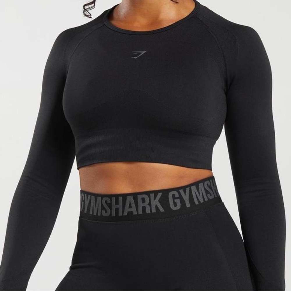 Gymshark Flex Sports Long Sleeve Crop Top Black